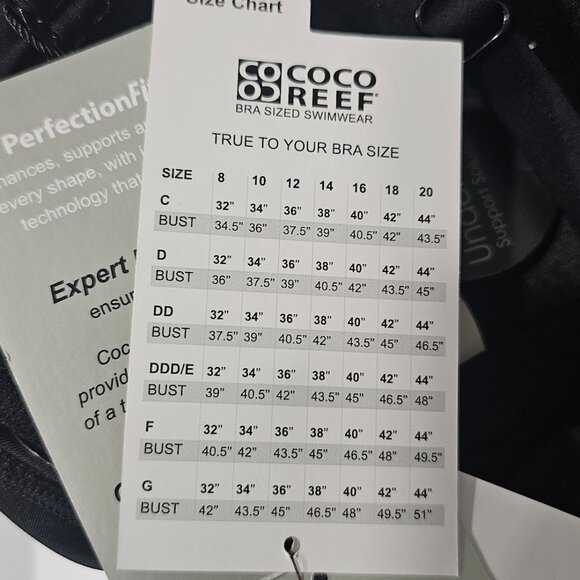 Coco Reef Charisma Tie-Back Ruched Pleated Tankini Top Black - Picture 9 of 9